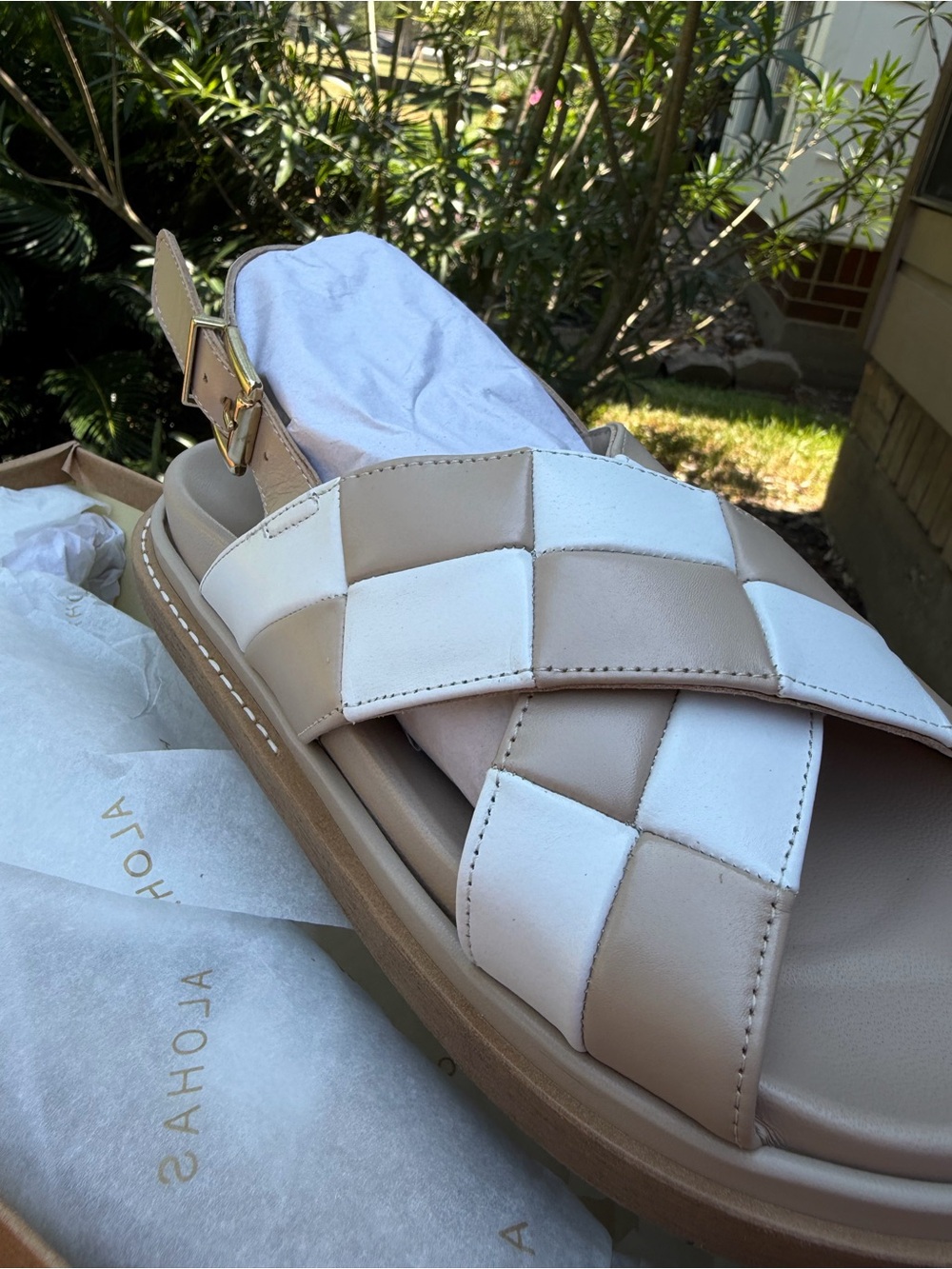 ALOHAS Marshmallow Scacchi Leather Sandals US 7-7.5 EU 38 $250 - Picture 8 of 9
